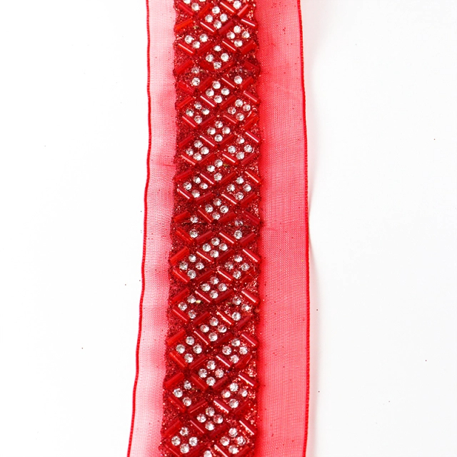 Red Sequin Diamond Beaded Ribbon Trim for Sewing Manufacturer