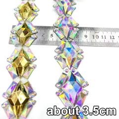 Rhombus Shaped Jeweled Crystal Applique Trim Wholesale
