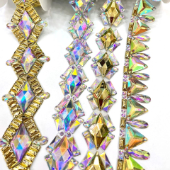 Rhombus Shaped Jeweled Crystal Applique Trim Wholesale