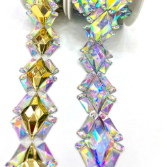 Rhombus Shaped Jeweled Crystal Applique Trim Wholesale