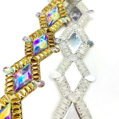 Rhombus Shaped Jeweled Crystal Applique Trim Wholesale