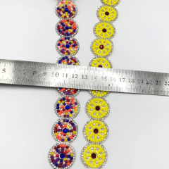 Round Shape Rhinestone Beaded Tape Trimming Exporter
