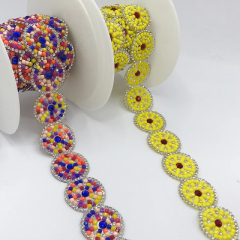 Round Shape Rhinestone Beaded Tape Trimming Exporter