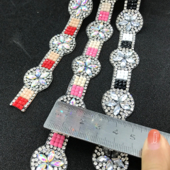 Shiny Color Matching Rhinestone Flower Trim Iron On Bag Shoes Exporter