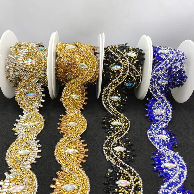 Shiny Eye Shaped AB Rhinestone Trim Factory