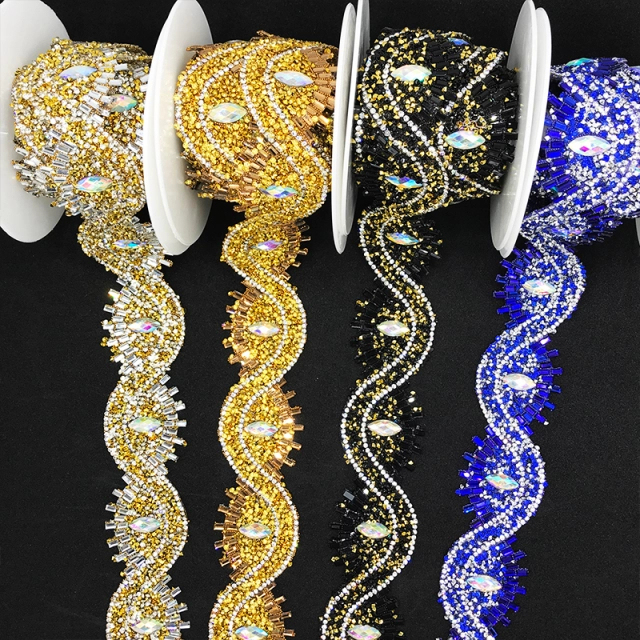 Shiny Eye Shaped AB Rhinestone Trim Factory