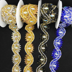 Shiny Eye Shaped AB Rhinestone Trim Factory