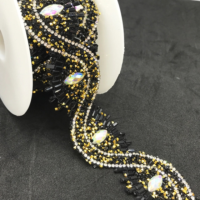 Shiny Eye Shaped AB Rhinestone Trim Factory