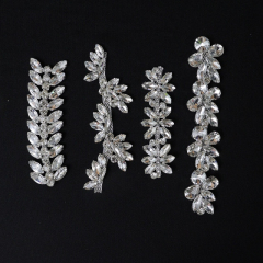 Shiny Leaf Shaped Rhinestone Chain Trim Factory