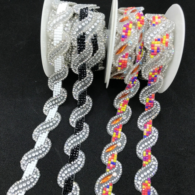 White Diamante Applique Trim for Bag Apparel Decor Wholesale
