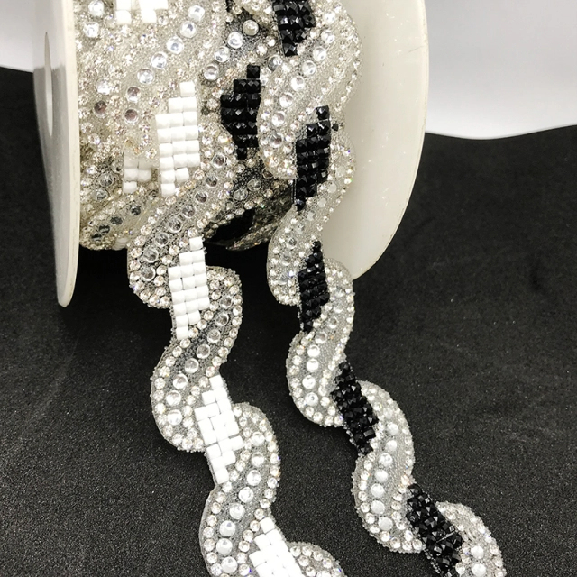 White Diamante Applique Trim for Bag Apparel Decor Wholesale