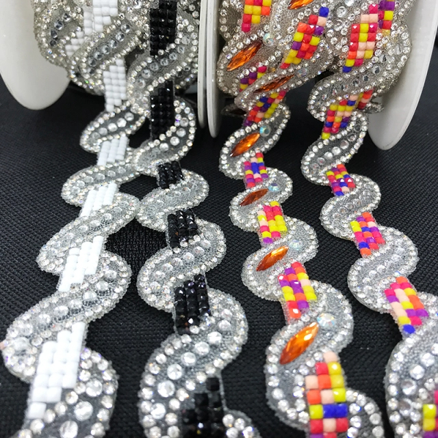 White Diamante Applique Trim for Bag Apparel Decor Wholesale