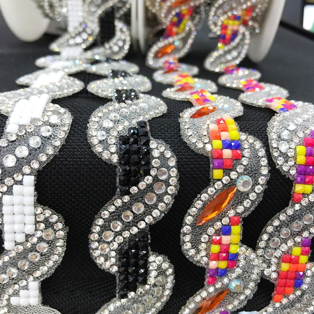 White Diamante Applique Trim for Bag Apparel Decor Wholesale