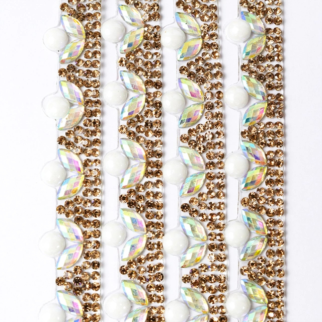 White Pearl and Rhinestone Trim Custom