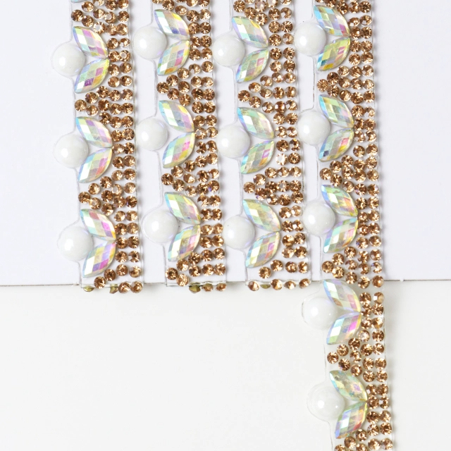 White Pearl and Rhinestone Trim Custom