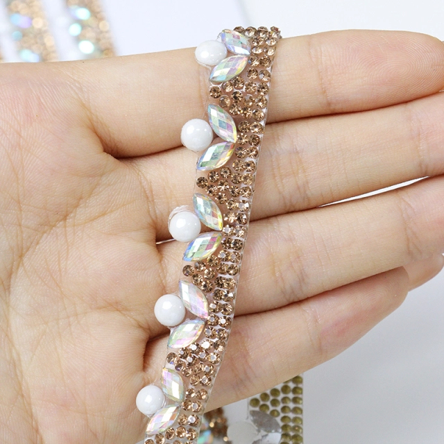 White Pearl and Rhinestone Trim Custom