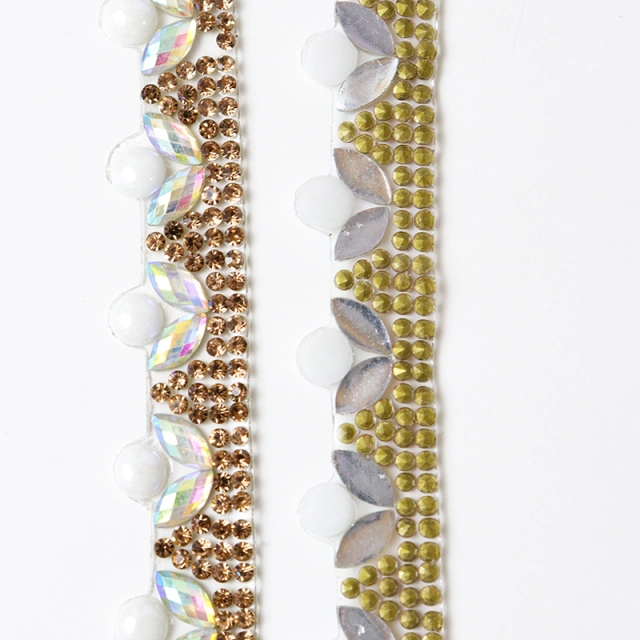 White Pearl and Rhinestone Trim Custom
