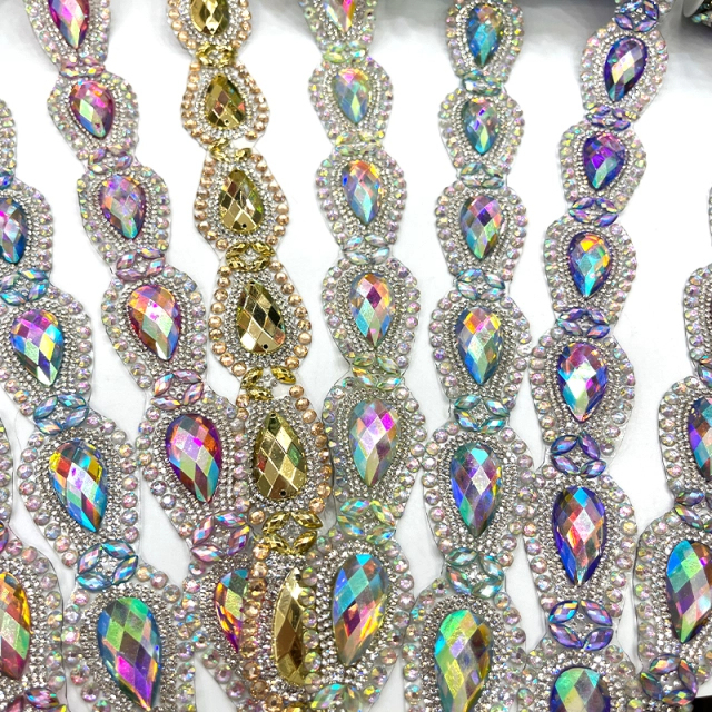 Bling Drop Shaped Gem Trim Iron On Clothes Shoes Supplier