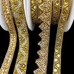 Luxury Gold Beaded Diamond Chain Trim for Clothing Supplier