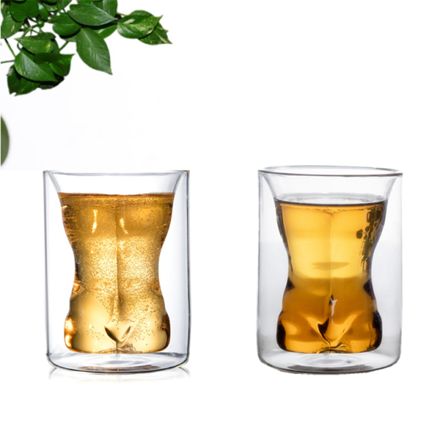 Clear Double Wall Borosilicate Beer Glass Cold Insulated Shot Glass 6oz.