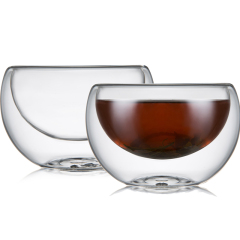 Double Wall Borosilicate Glass Tea Cup Thermal Insulated Glass Bowl For Ice Cream 3.4oz.