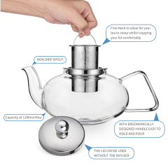 Glass Teapot with Removable Stainless Steel Infuser 40.6oz