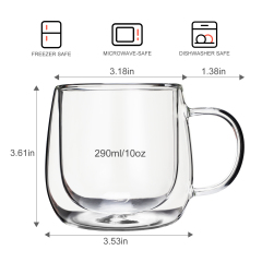 Double Wall Glass Coffee Mugs 10oz | CnGlass