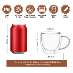 Double Wall Insulated Glass Mugs - 150ml (B43) & 250ml (B42) &350ml (B50) | GnGlass