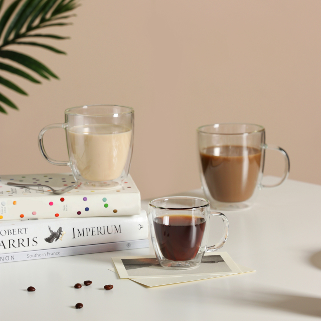 CnGlass- Double Wall Insulated Glass Coffee Mugs