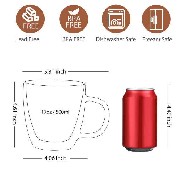 CnGlass- Double Wall Insulated Glass Coffee Mugs
