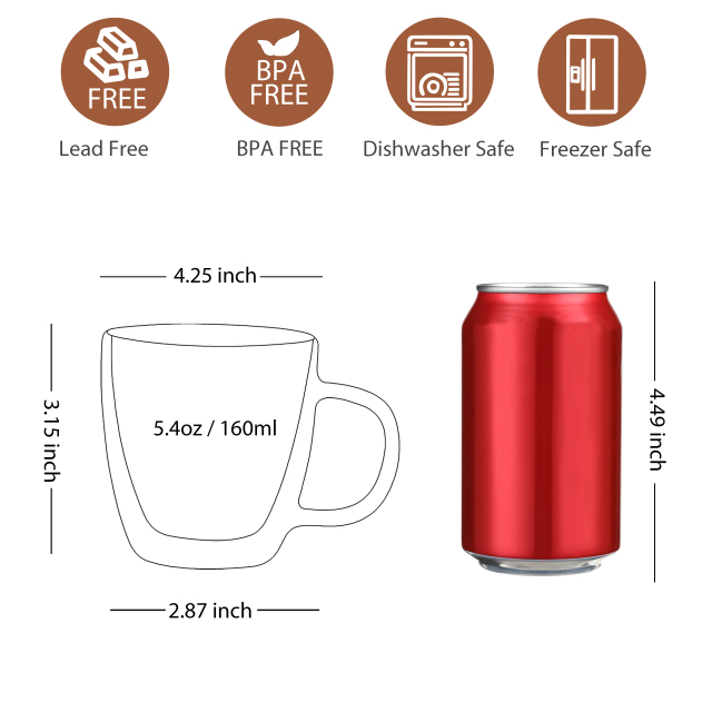 CnGlass- Double Wall Insulated Glass Coffee Mugs