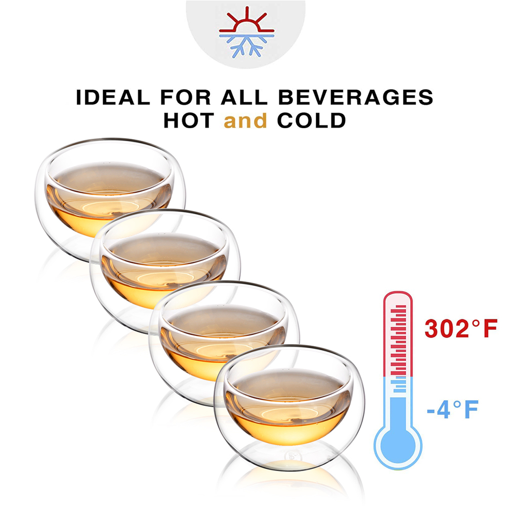 Double Wall Gongfu Tea Bowl - 100ml Insulated Drinking Cup (W6) | GnGlass
