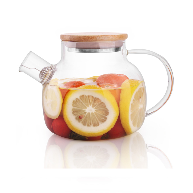 Borosilikat-Glas Teekanne mit Bambusdeckel – Herdgeeignet – Verschiedene Designs (H17, H9, H18, H19)