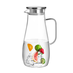 Large Glass Infusion Pitcher with Stainless Steel Filter Lid - 2000ml (H24) | GnGlass