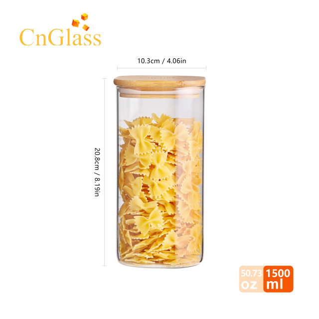 Airtight Glass Storage Jars with Bamboo Lid - 4 Sizes (700ml to 2100ml) | GnGlass
