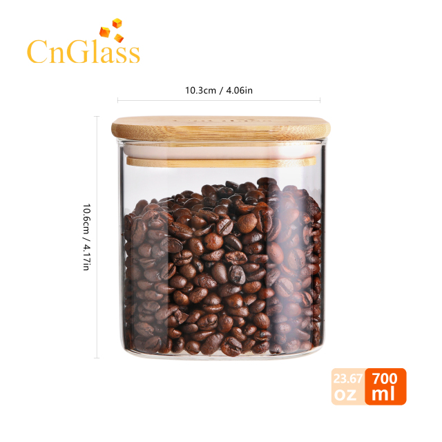 Airtight Glass Storage Jars with Bamboo Lid - 4 Sizes (700ml to 2100ml) | GnGlass