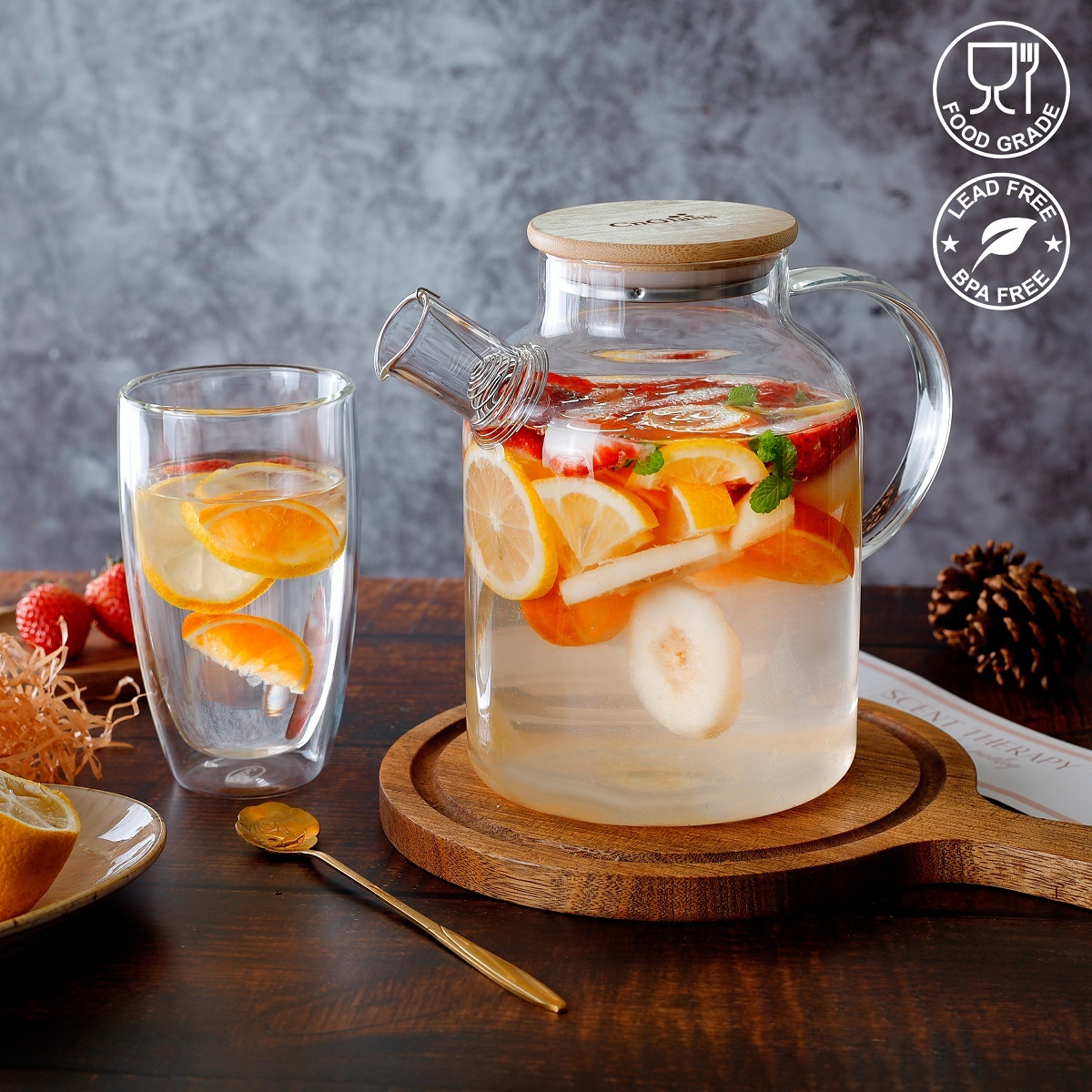 Borosilicate Glass Teapot with Bamboo Lid - Stovetop Safe - Multiple Designs (H17, H9, H18, H19)