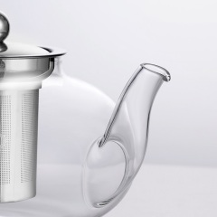 Large Glass Teapot with Stainless Steel Lid & Infuser - 1200ml (H11) | GnGlass