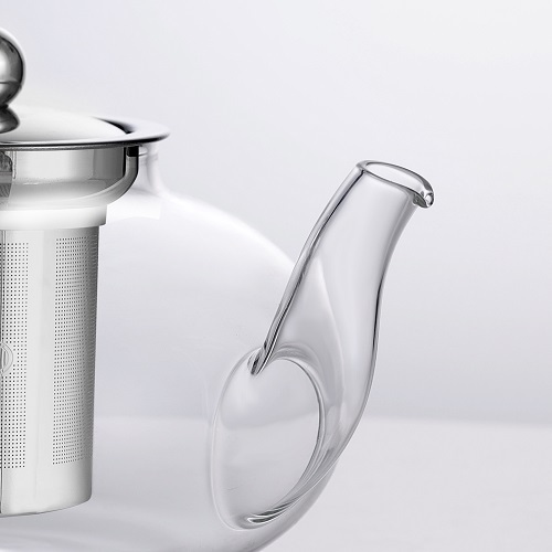 Large Glass Teapot with Stainless Steel Lid & Infuser - 1200ml (H11) | GnGlass