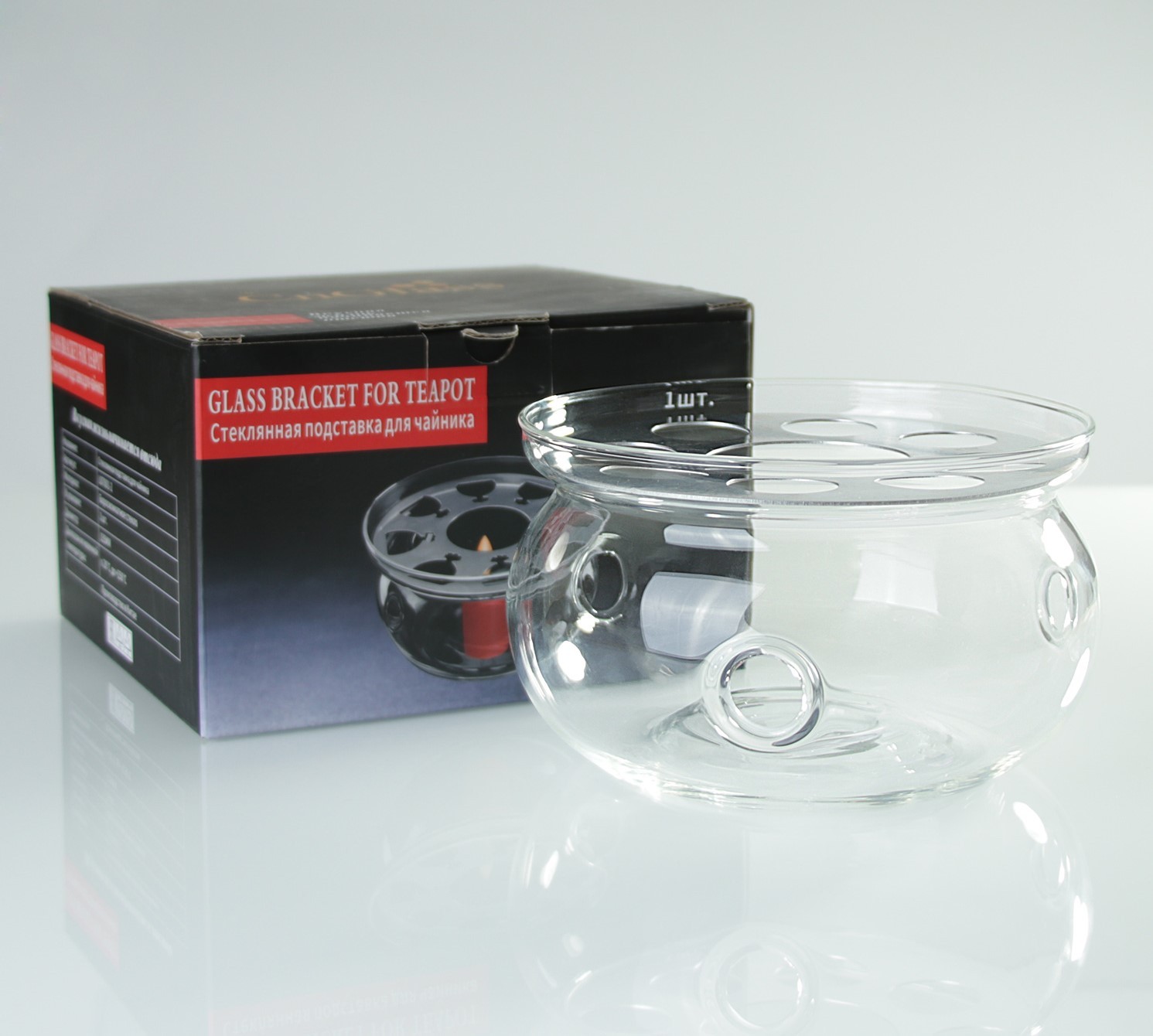 Borosilicate Glass Tea Warmer with Metal Stand - For Teapot Heating (L7) | GnGlass