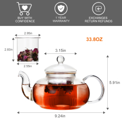 Classic Glass Teapot with All-Glass Infuser - 3 Sizes (H1, H3, H8)