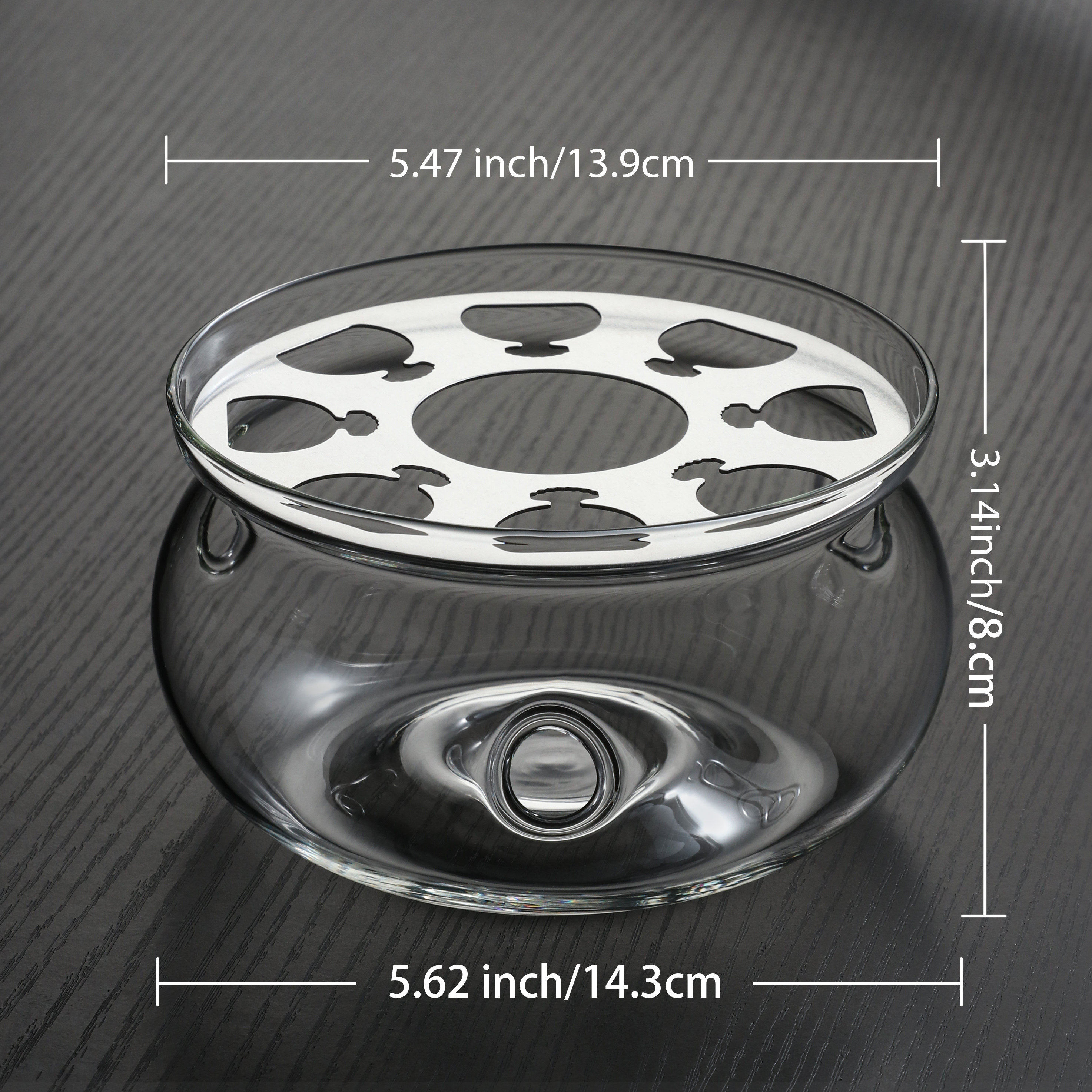 Borosilicate Glass Tea Warmer with Metal Stand - For Teapot Heating (L7) | GnGlass