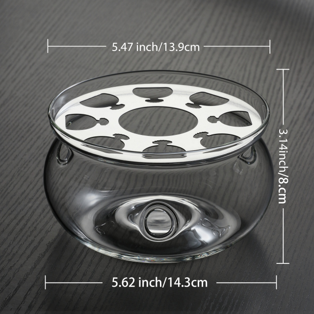 Borosilicate Glass Tea Warmer with Metal Stand - For Teapot Heating (L7) | GnGlass