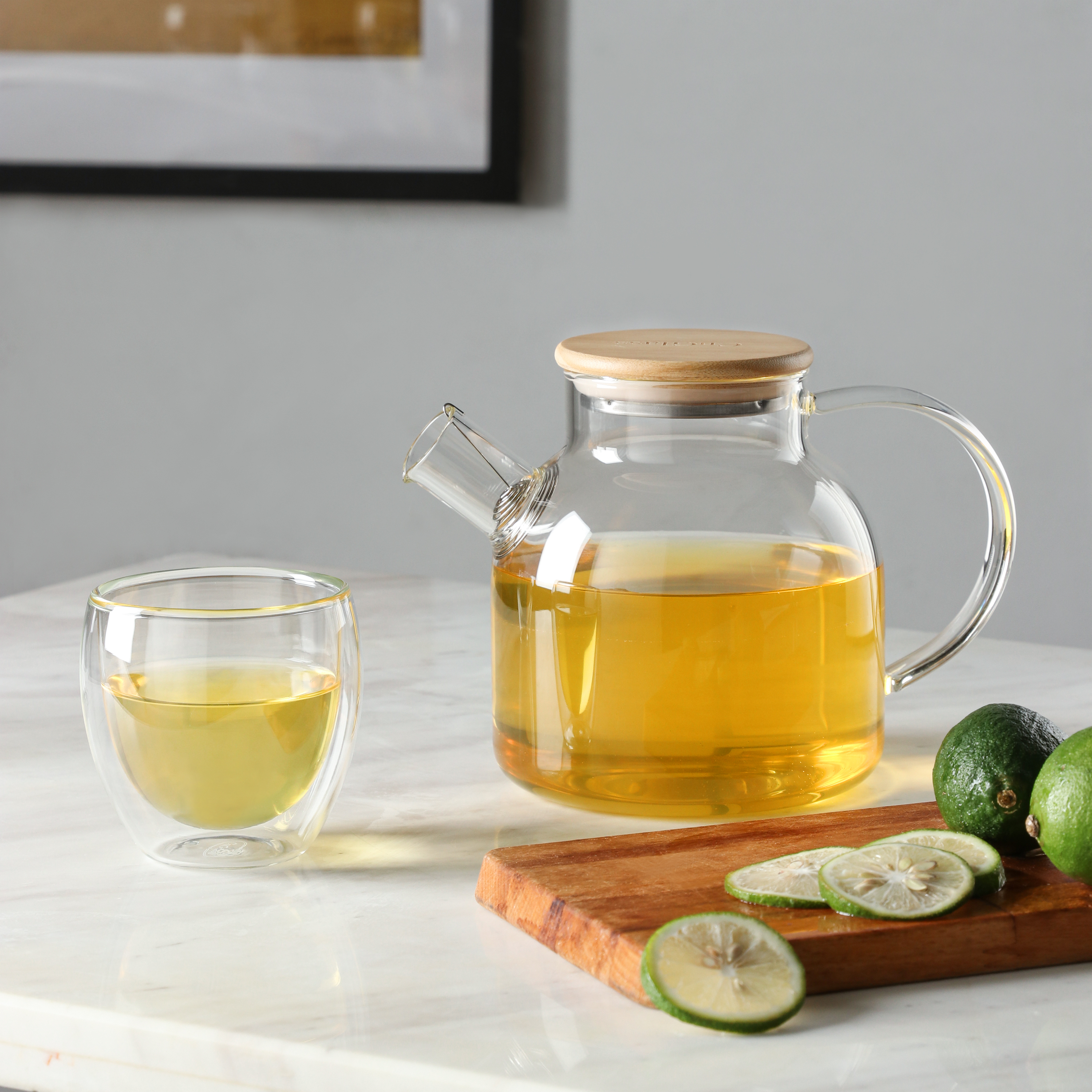 Borosilicate Glass Teapot with Bamboo Lid - Stovetop Safe - Multiple Designs (H17, H9, H18, H19)