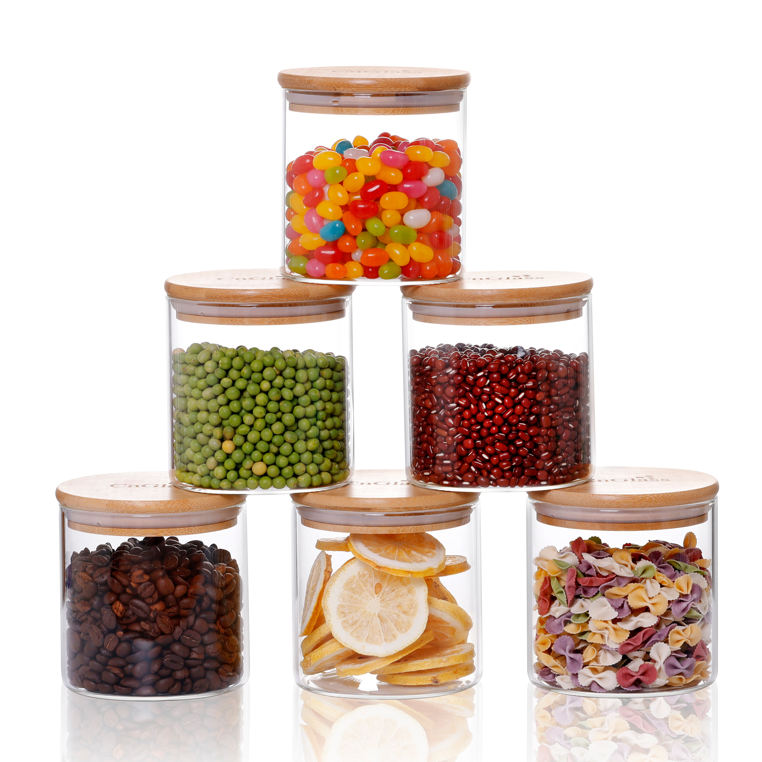 Cylindrical Glass Storage Jar with Bamboo Lid & Silicone Seal – 500ml (17oz, G2) | GnGlass