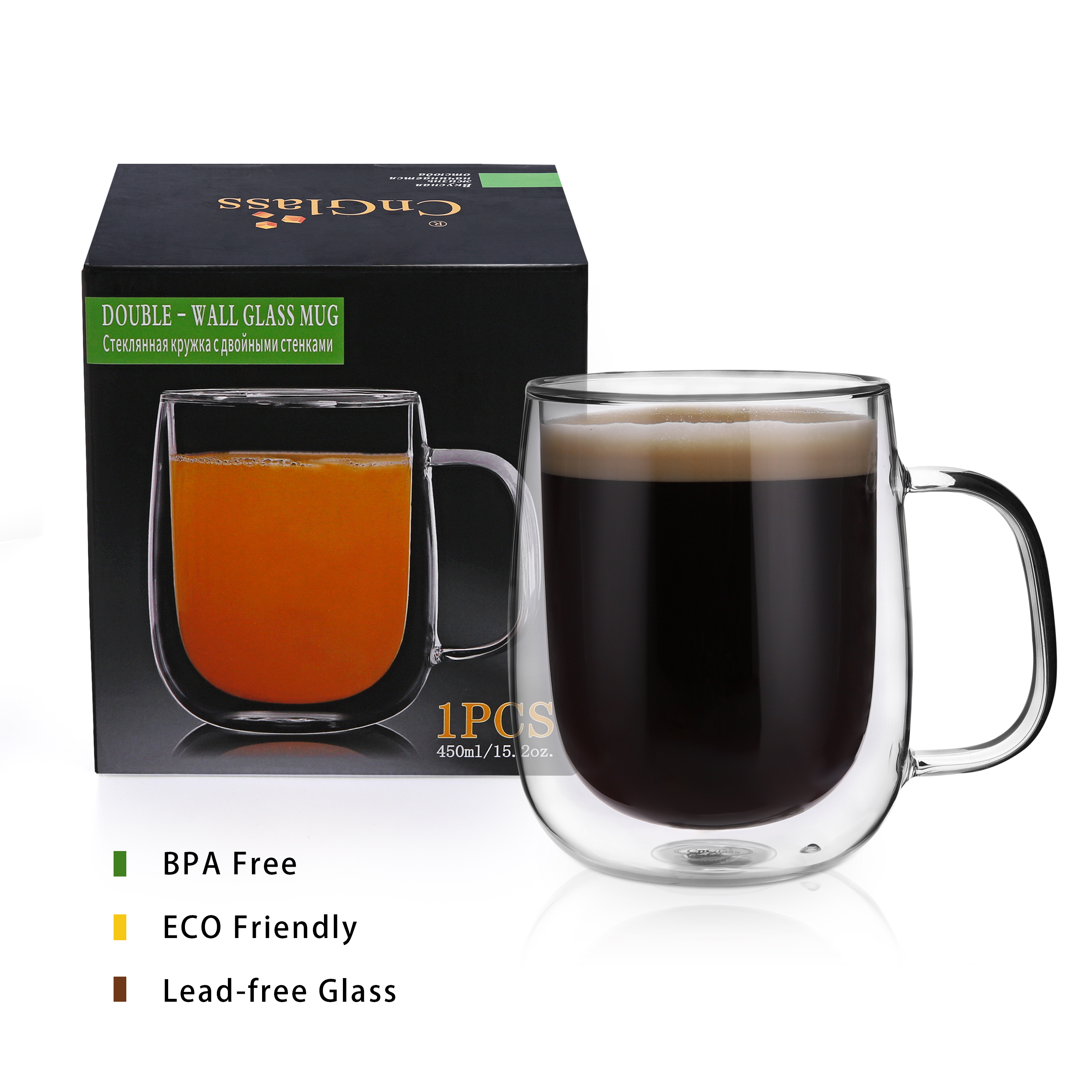 Double Wall Insulated Glass Mugs – 355ml (B3) & 450ml (B2) | GnGlass