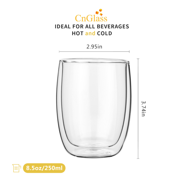 Glasbecher mit geschwungener Form ohne Henkel – 250ml (B21) | CnGlass