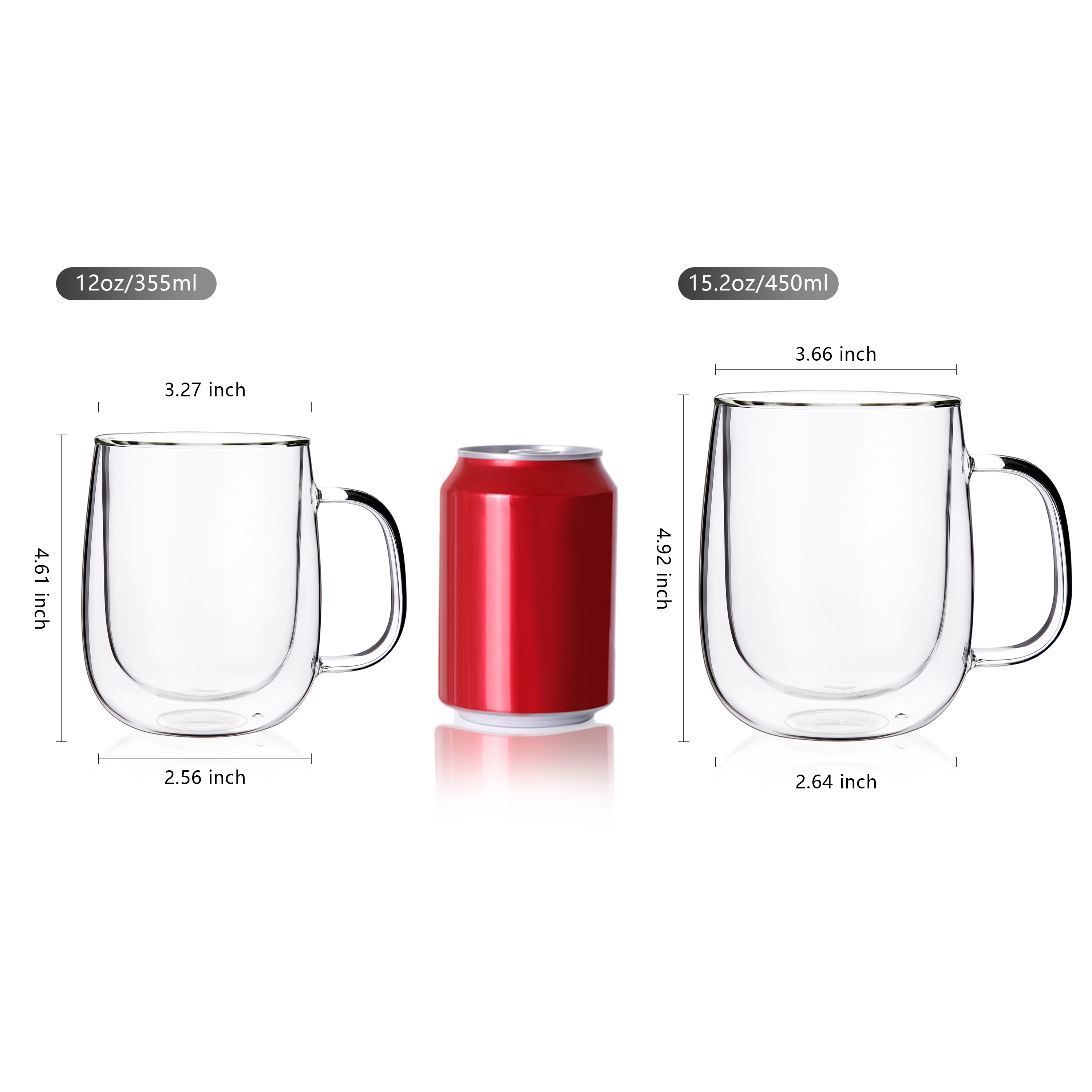 Double Wall Insulated Glass Mugs – 355ml (B3) & 450ml (B2) | GnGlass