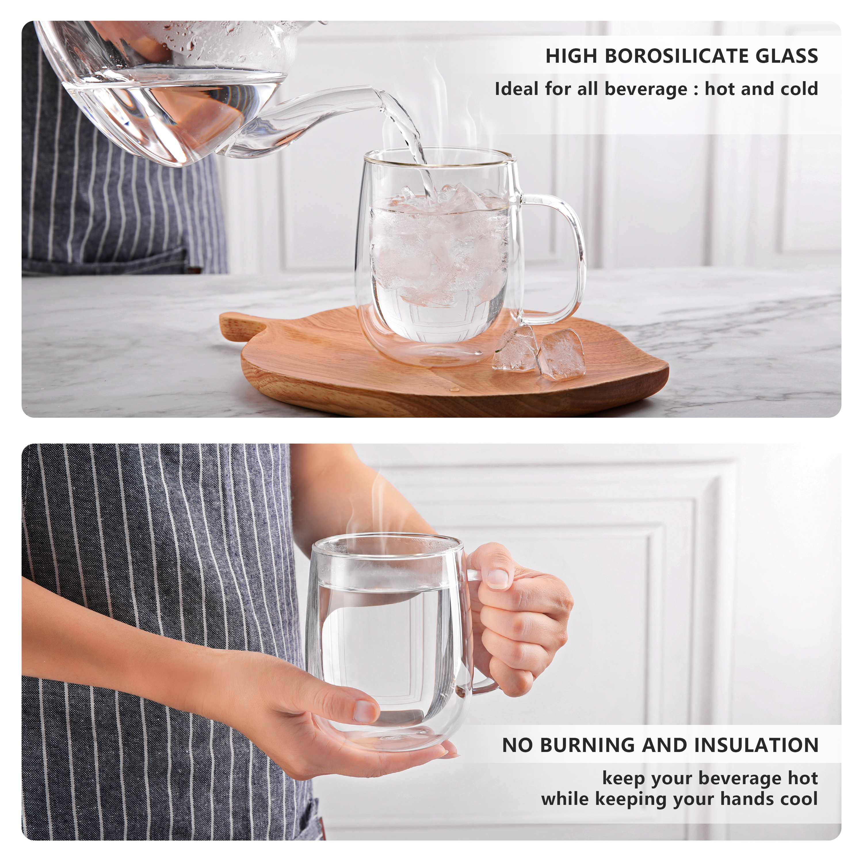 Double Wall Insulated Glass Mugs – 355ml (B3) & 450ml (B2) | GnGlass