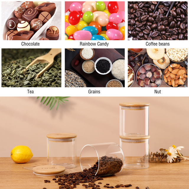 Cylindrical Glass Storage Jar with Bamboo Lid & Silicone Seal – 500ml (17oz, G2) | GnGlass